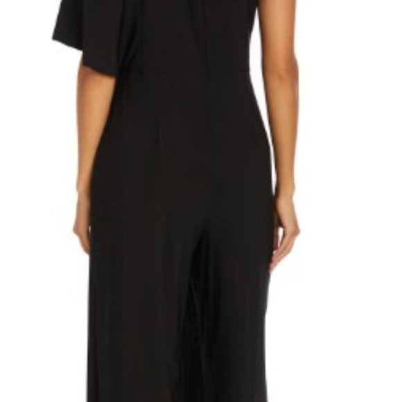 R & M RICHARDS Asymmetric Jumpsuit with Overlay and Rhinestone Shoulder Strap - Picture 2 of 9